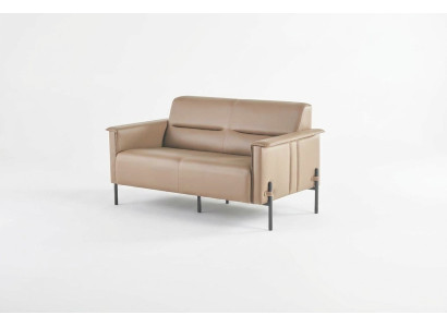 Bank Beige 2-zitsbank Modern Leren Bank Meubel Tweezits Leer