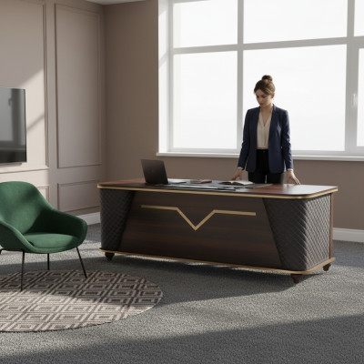 Bureautafel Bruin Zwart Hout Moderne Stijl Rechthoekig Werkkamer Kantoor