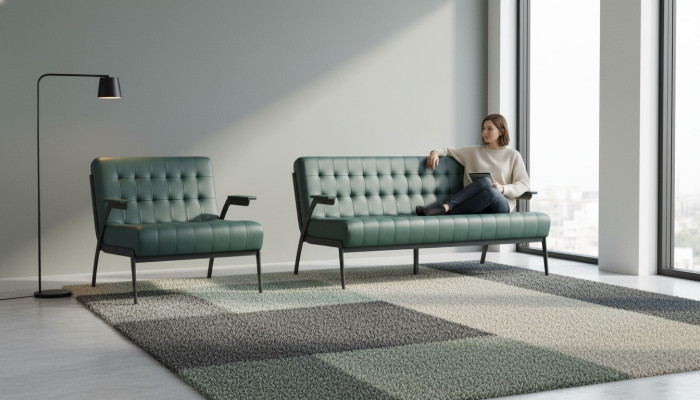 Chesterfield Lederen Set 3-zitter 2-zitter Groen Leren Banken Modern Hout