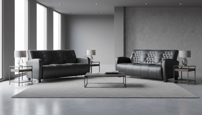 Chesterfield-bank 3-zitsbanken Sofa-set Moderne leren banken Houten knopen