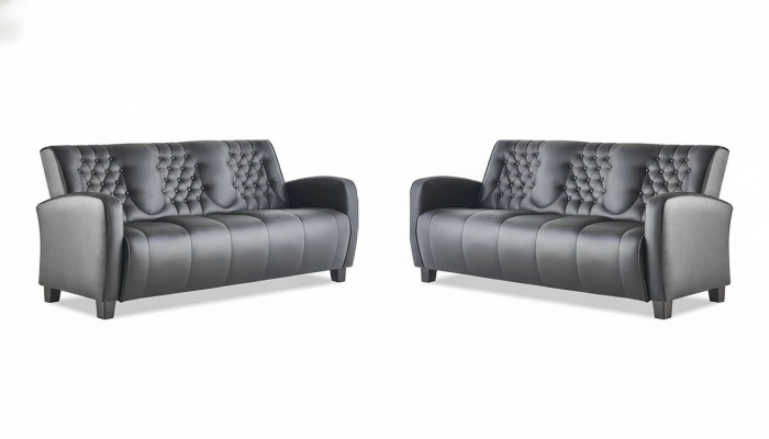 Chesterfield-bank 3-zitsbanken Sofa-set Moderne leren banken Houten knopen