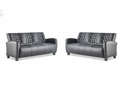 Chesterfield-bank 3-zitsbanken Sofa-set Moderne leren banken Houten knopen