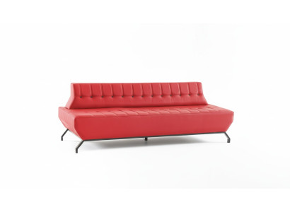 Bank Art Deco Design Rood 3-zitsbank Zitmeubel Chesterfield Knopen