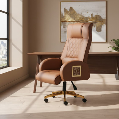 Bureaustoel Bruin Bruin Werkkamer Rollen Modern Directiestoel Draaifauteuil