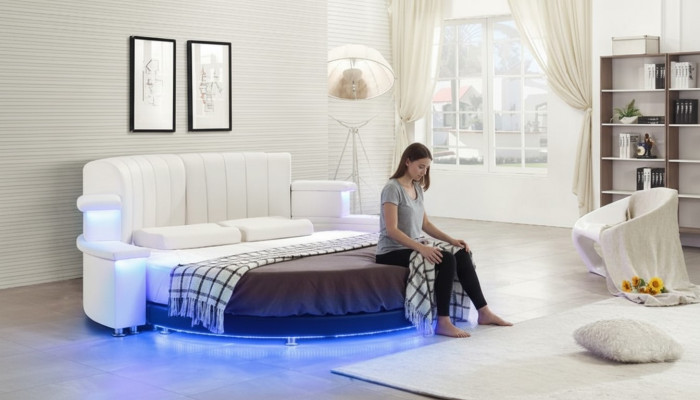 Moderne ronde bed met LED-verlichting