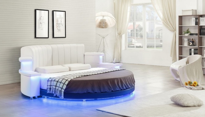 Moderne ronde bed met LED-verlichting