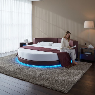 Moderne Bordeaux bank met LED-verlichting