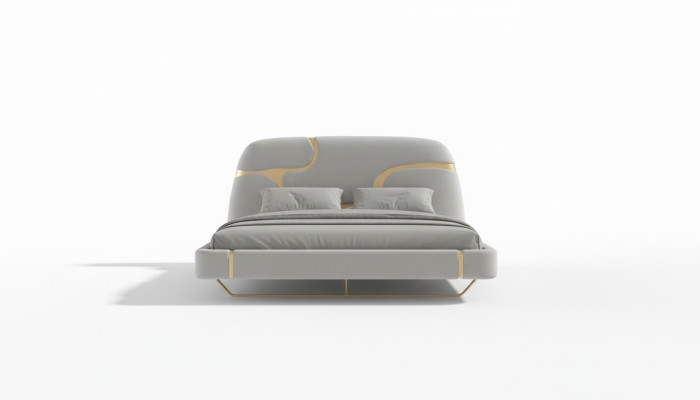 Luxe bed met gouden details Modern ontwerp Zachte hoofdeinde Slaapkamer