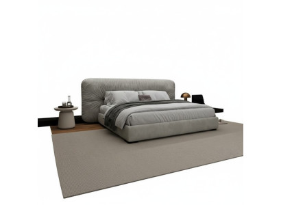 Luxe grijze bedframe met moderne gestoffeerde hoofdbord