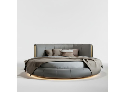 Grijs-beige ronde bed met modern exclusief ontwerp voor de slaapkamer