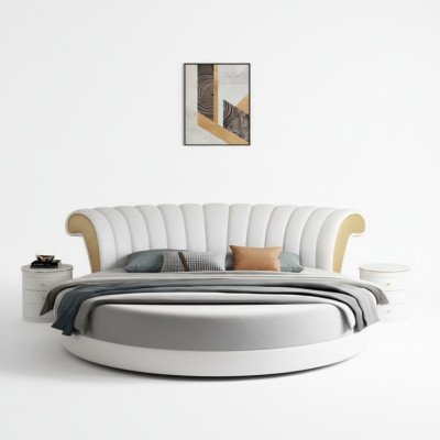 Modern beige bed design voor de slaapkamer
