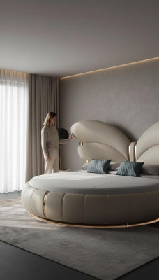 Beige luxe bed