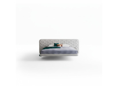 Moderne witte bed met minimalistisch en afgerond ontwerp