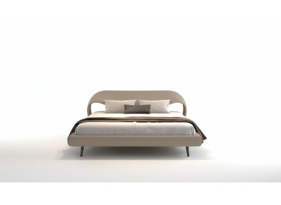 Elegante grijze bed met minimalistisch en afgerond ontwerp