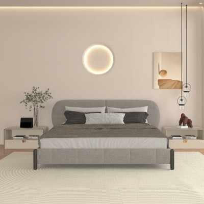 Elegante grijze stoffen bed