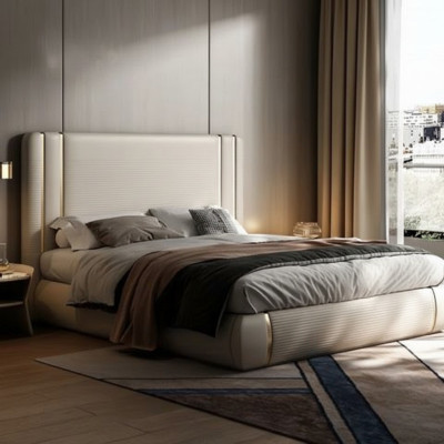 Beige bed met modern en luxe ontwerp