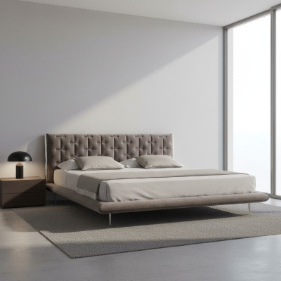 Moderne grijze gestoffeerde bed