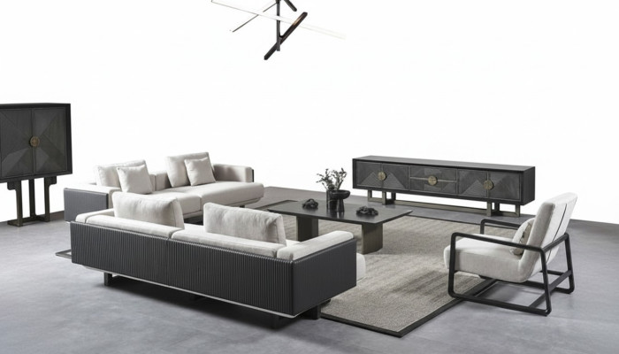 Moderne bank met stoelen