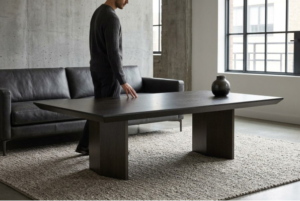 Klassieke bruine houten koffietafel