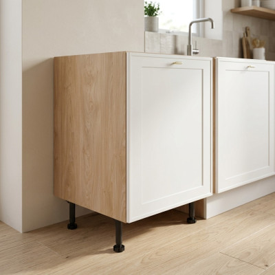 Mobiele keukenwasbak in beige en wit