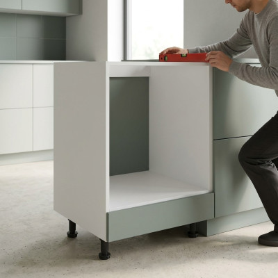 Mobiele keukentafel met lade onder het fornuis