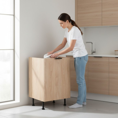 Beige keuken opberg systeem