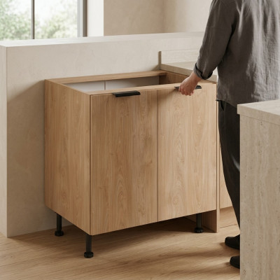 Bureau met keukenkast ondersteuning