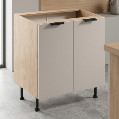 Mobiele keukentafel met twee deuren onder het werkblad