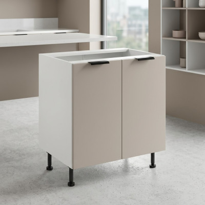 Moderne keuken met twee witte deuren