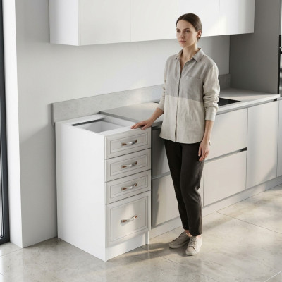 Mobiele keuken met lades en planken
