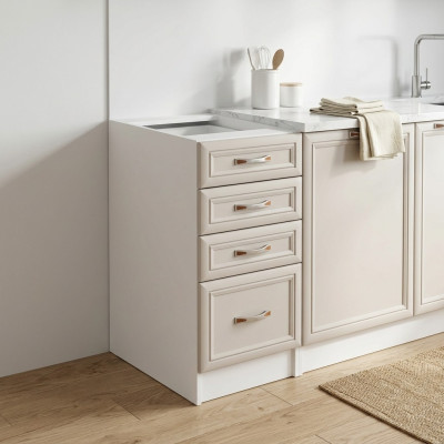 Mobiele keuken met lades en planken