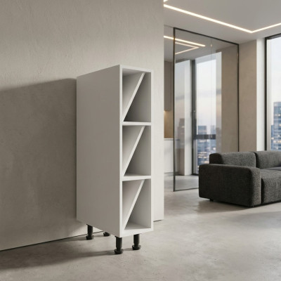 Smalle witte flessenplank met vakken