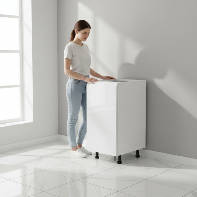 Mobiele glanzende witte keukenkast
