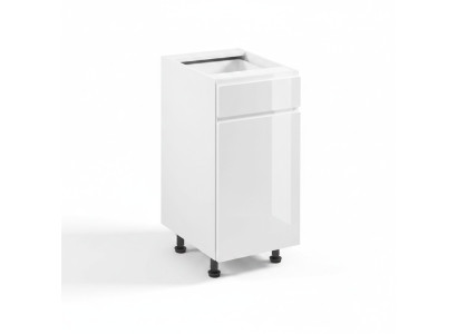 Mobiele keuken met lade en glanzende planken