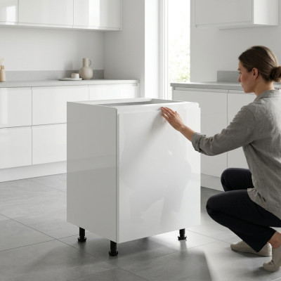 Mobiele keukentafel met glanzend oppervlak