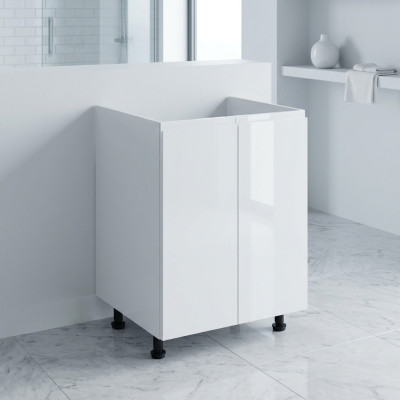 Glanzende witte badkamerkast