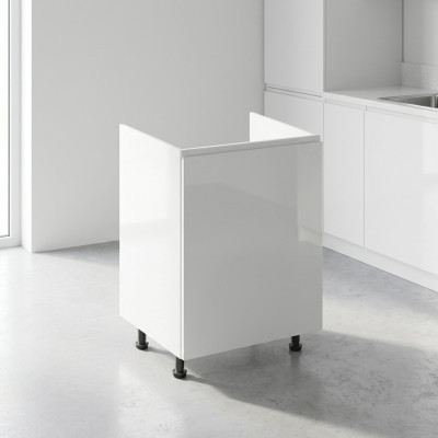 Mobiele kast onder de gootsteen, witte keukenkast