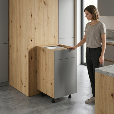 Mobiele keukentafel met lade en planken