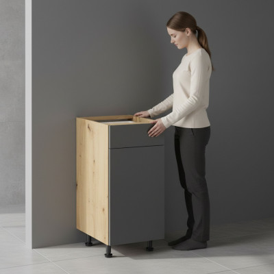 Mobiele keukentafel met lades en planken