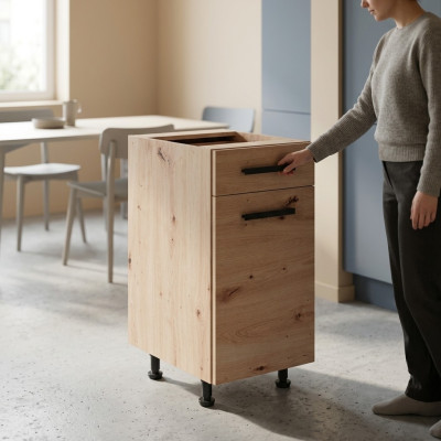 Keukenmeubel met planken en spoelbaklade