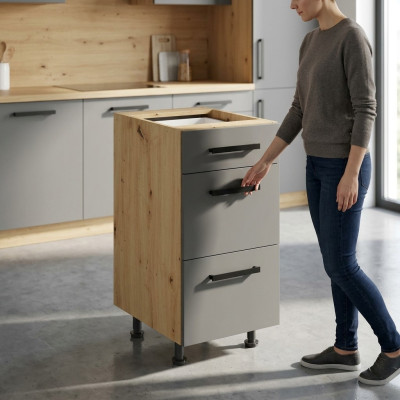 Uittrekbare kast met lades, keukenmeubels