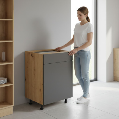 Mobiele keukentafel met lade en 2 planken