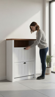 Schoenenkast met deuren, schoenenopbergkast, dubbele wandmeubel