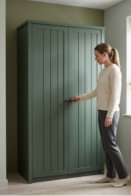 Slaapkamerkast met hangrail, multifunctioneel, groen