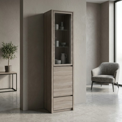 Elegante moderne grijze vitrinekast