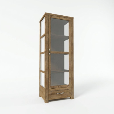 Elegante beige vitrinekast, een opslagoplossing die in de loop van de tijd verandert