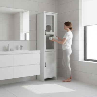 Moderne MDF witte en glazen vitrinekast