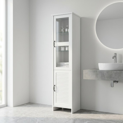 Moderne MDF witte en glazen vitrinekast