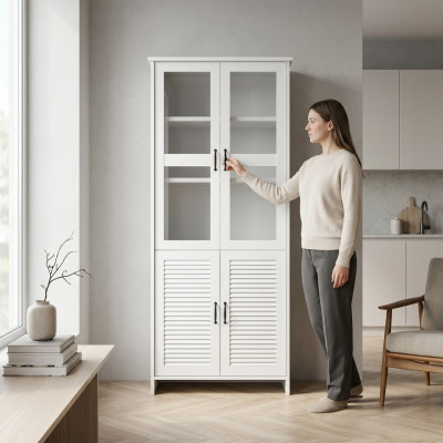 Moderne witte MDF vitrinekast met glas