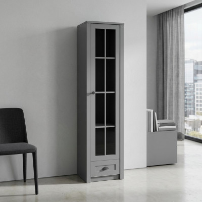 Moderne en elegante grijze vitrinekast